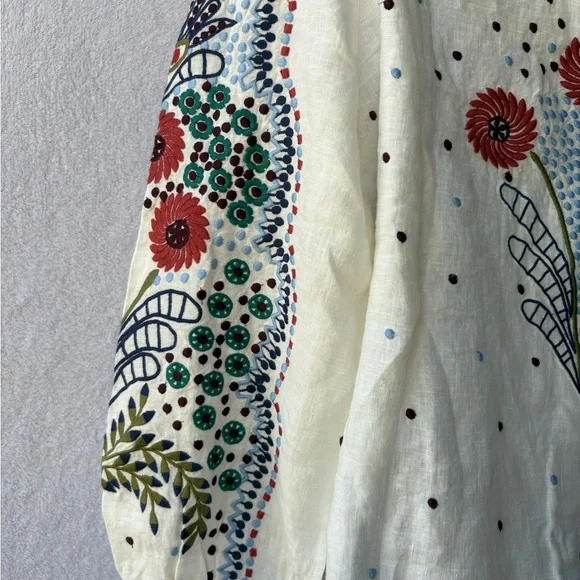 Sundance Canyon Sunset Embroidered Long Sleeve Shirt Collared Button Down Linen - Picture 2 of 5